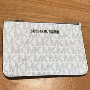 Michael Kors Silver and White Monogram Pouch